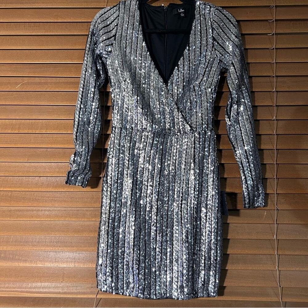 Lulus Silver Sequin Mini Dress S - Picture 2 of 8